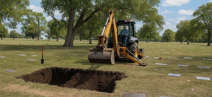 Transportas naudojamas kapo paruošimui